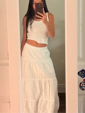 White Tiered Maxi Skirt - Classic Summer Style